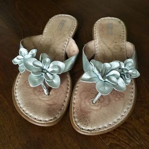 Born Silver Flower Flip Flop
